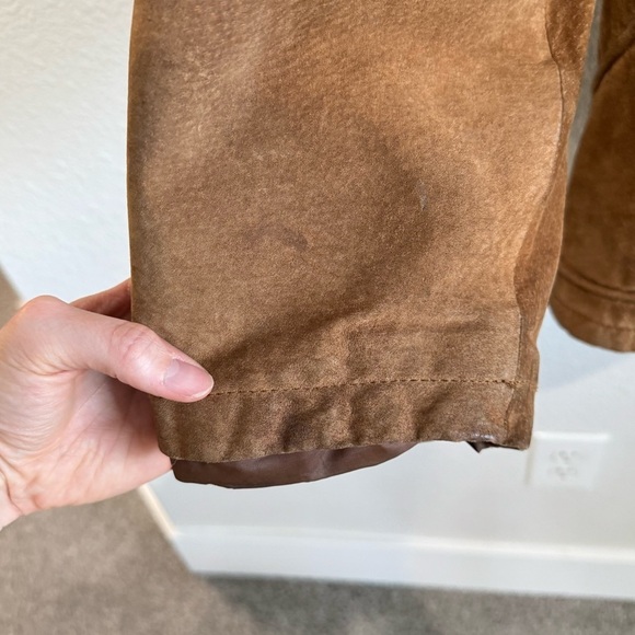 VTG LP Uomo Leather Sherpa Lined Suede Jacket Men Large Tan Western Barn Chore - Picture 11 of 14